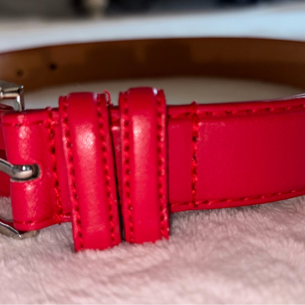 Vibrant Red Leather Belt